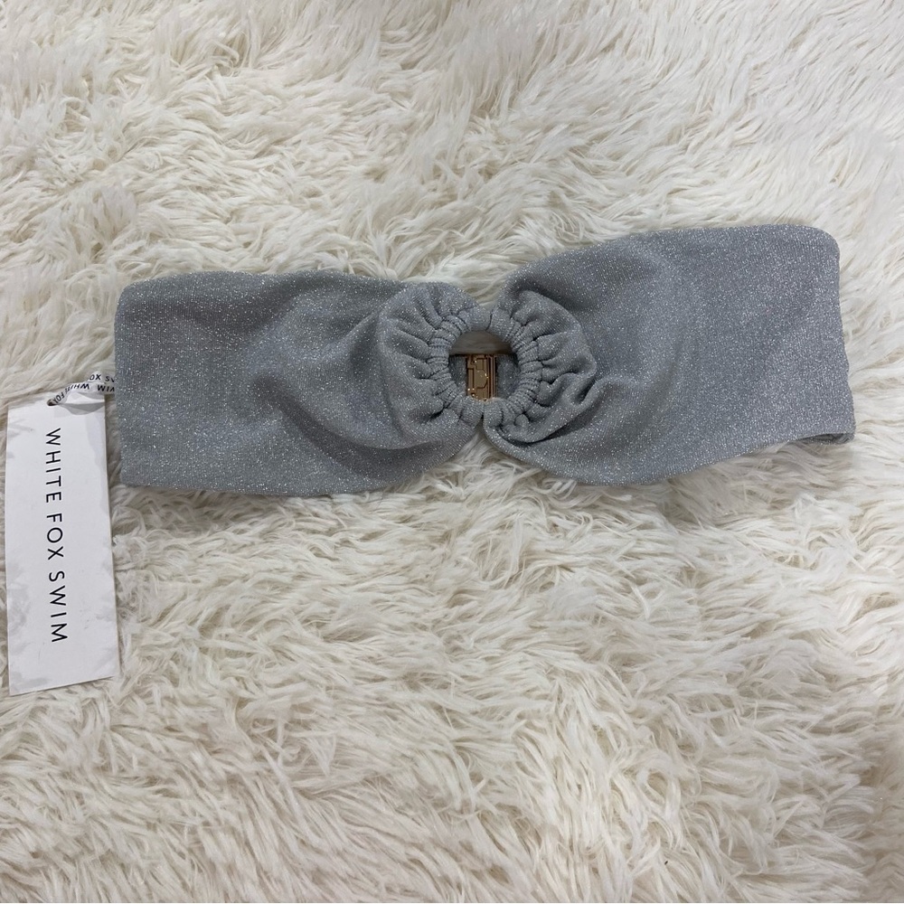White Fox Swim Silver Bandeau Top. Women’s size medium